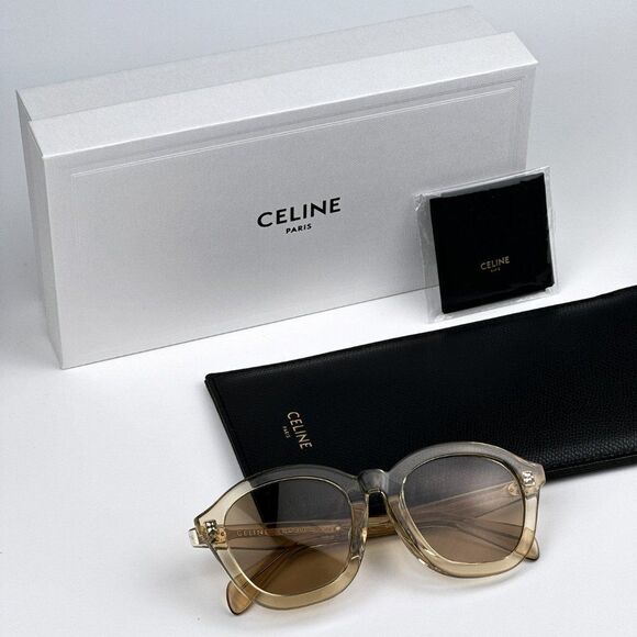 NEW Celine CL40017F 57E Transparent Peach Brown Round Women Sunglasses CL 40017F - Picture 13 of 13